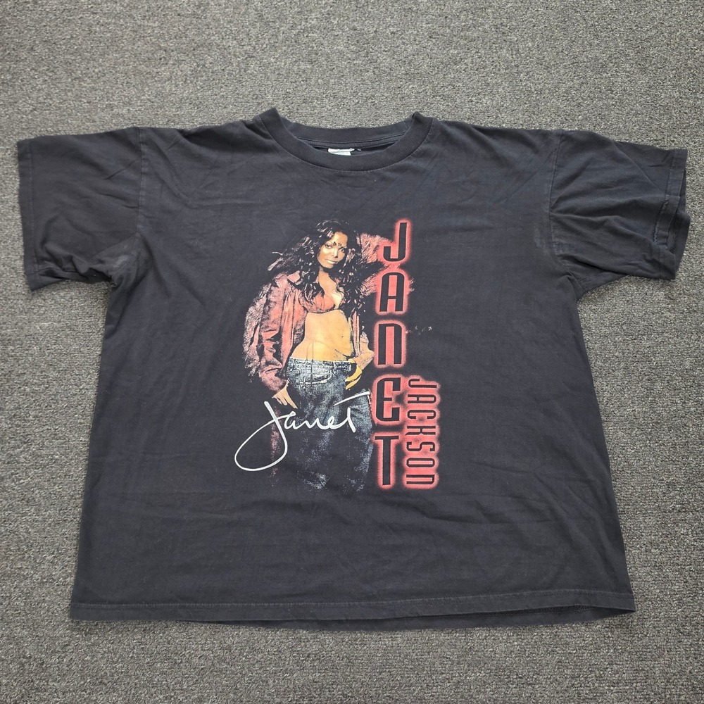 Vintage 2001 Janet Jackson All For You Tour T-Shirt Mens XL Double Sided Rap Tee